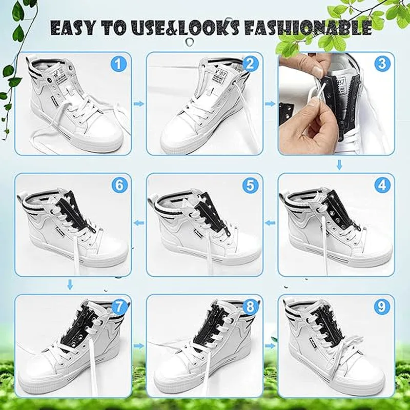 Homfu No Tie Shoe Laces For Adults Tieless Shoelaces With Zipper For Kids